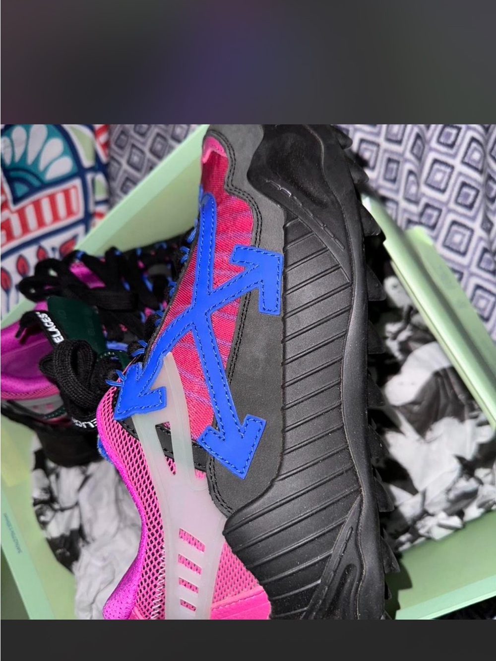 Off-White Black Pink Blue Athletic Sneakers
